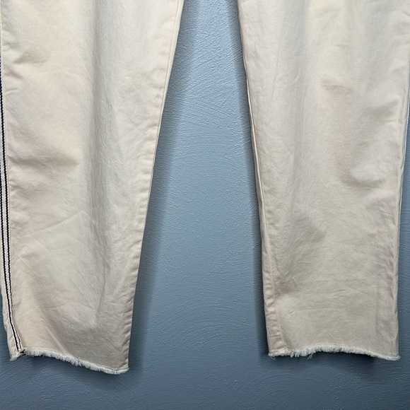 Gap Girlfriend Chino Hi-Rise Size 10 Raw Hem Side Stripe Casual Pants Stretch - Picture 3 of 5